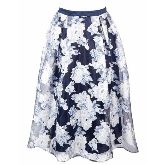 Nanette Lapore Girls Blue Floral Print Layered Satin Maxi Skirt Size XL 16 Years - Picture 1 of 15